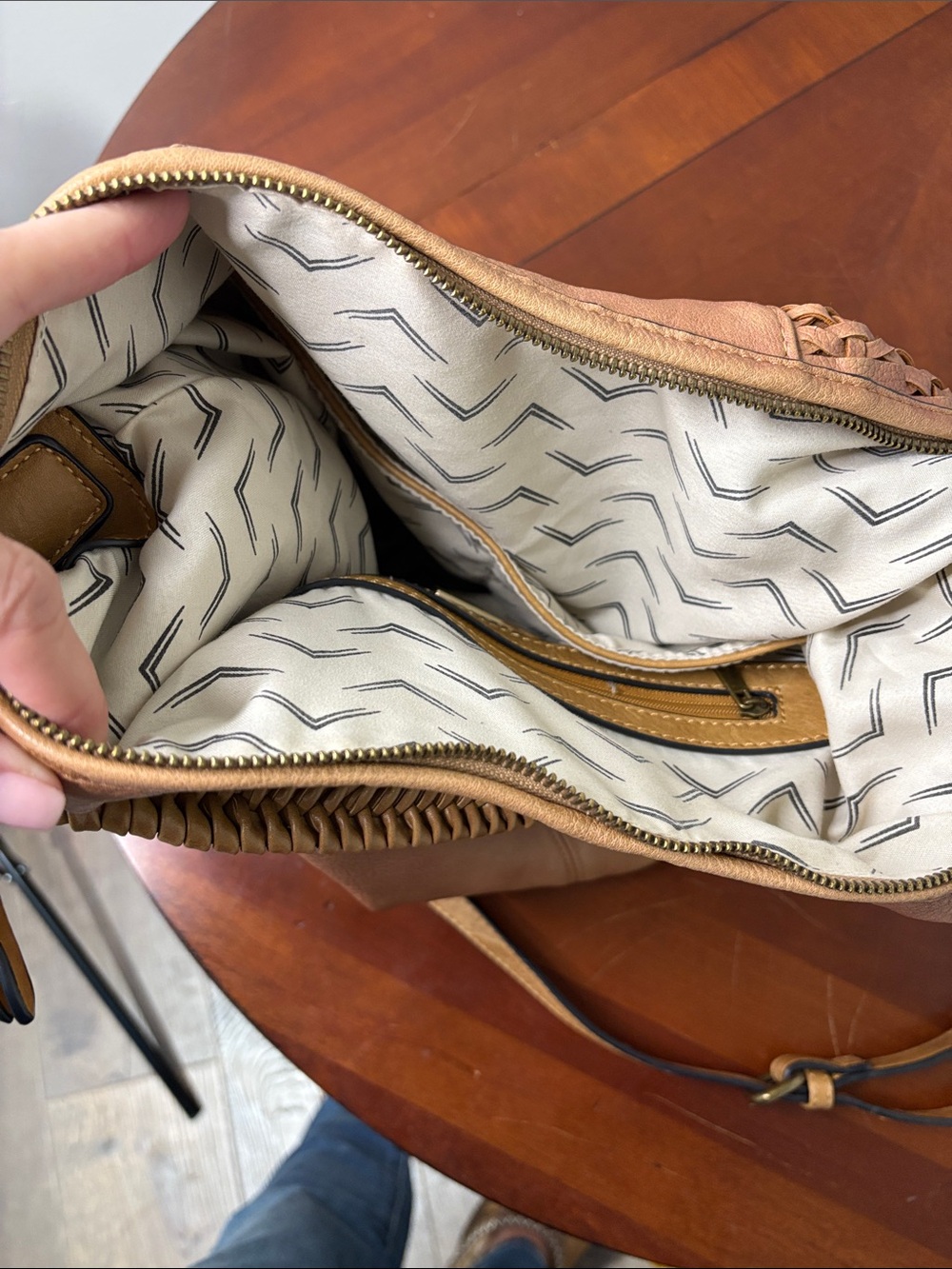 MODA Luxe Woven Leather Hobo Bag in Cognac - EUC - Picture 5 of 15